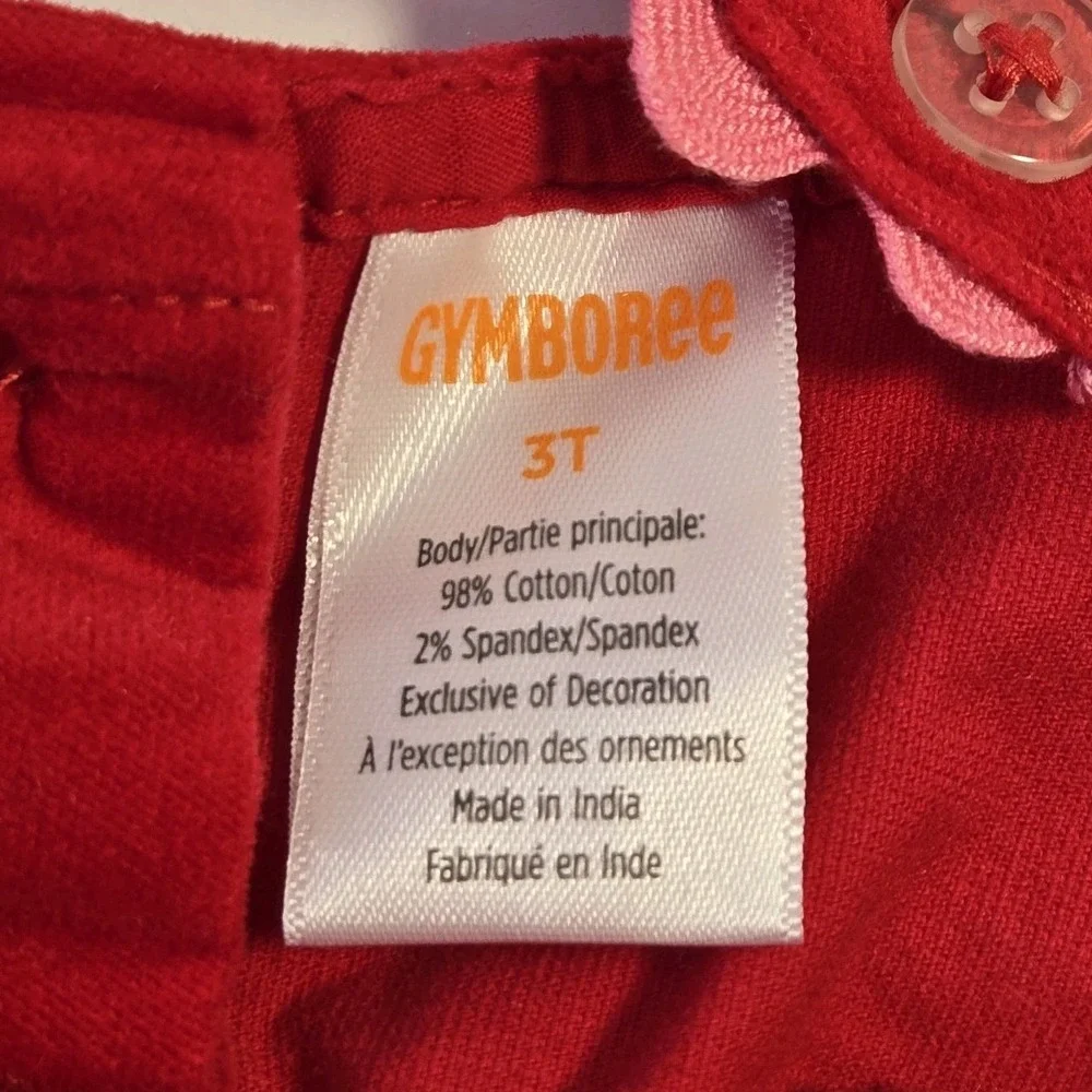 Gymboree Girls Red Heart Skirtall Dress Size‎ 3T Cotton Velvet Adjustable Straps